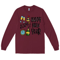 Burgundy happy new year 2024 Long Sleeve Tee - MaliasSmallBusiness