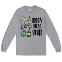 Heather Grey happy new year 2024 Long Sleeve Tee - MaliasSmallBusiness