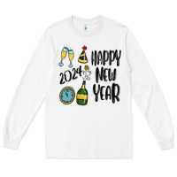 White happy new year 2024 Long Sleeve Tee - MaliasSmallBusiness