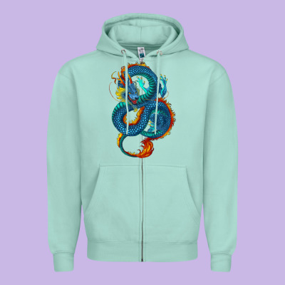 Zipper Hoodie blue dragon