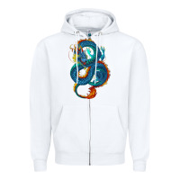 White blue dragon Zipper Hoodie - RanaPortraitStore