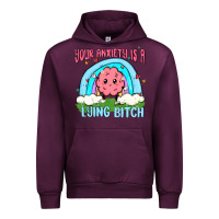 Mauve Wine your anxiety is a lying bitch Urban Hoodie - MaliasSmallBusiness