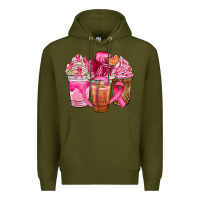Army Green breast cancer coffee cups Premium Hoodie - NancyCooperArtShop