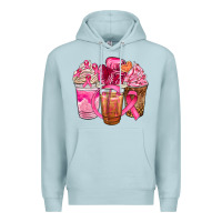 Blue Mist breast cancer coffee cups Premium Hoodie - NancyCooperArtShop