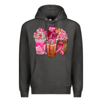 Charcoal Heather breast cancer coffee cups Premium Hoodie - NancyCooperArtShop