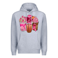 Heather Grey breast cancer coffee cups Premium Hoodie - NancyCooperArtShop