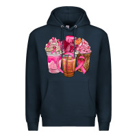 Navy breast cancer coffee cups Premium Hoodie - NancyCooperArtShop