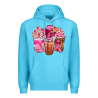 Ocean Blue breast cancer coffee cups Premium Hoodie - NancyCooperArtShop