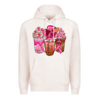 Pale Pink breast cancer coffee cups Premium Hoodie - NancyCooperArtShop