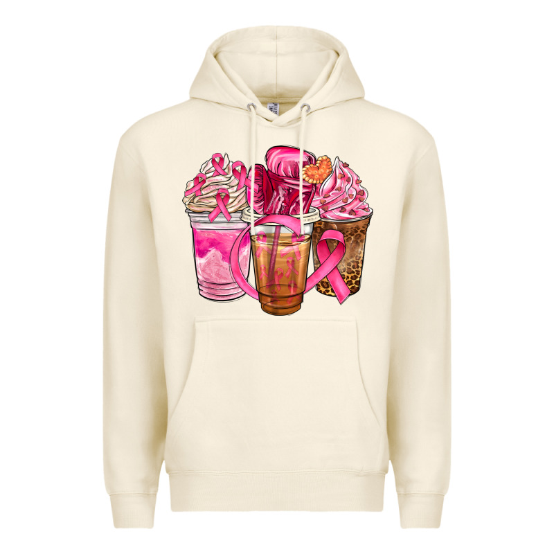 Breast Cancer Coffee Cups Premium Hoodie by NancyCooperArtShop | Teevron