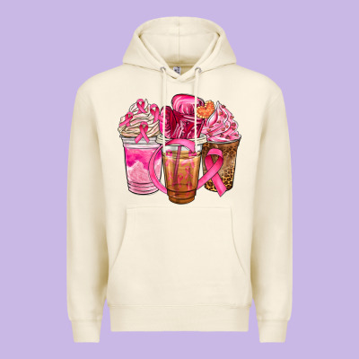Breast Cancer Coffee Cups Premium Hoodie Designed By Nancycooperartshop