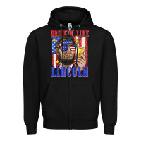 Black drinking like lincoln Zipper Hoodie - texasbilliewilder