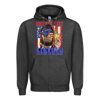Charcoal Heather drinking like lincoln Zipper Hoodie - texasbilliewilder