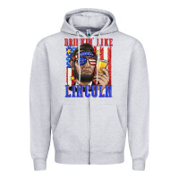 Heather Grey drinking like lincoln Zipper Hoodie - texasbilliewilder