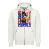 Oatmeal Heather drinking like lincoln Zipper Hoodie - texasbilliewilder
