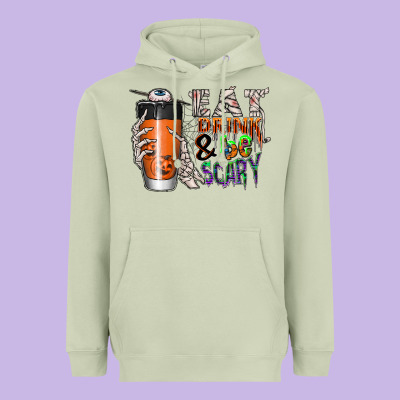 Eat Drink Be Scary Heavyweight Hoodie Designed By Cowhidedigitalart