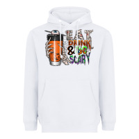White Eat drink be scary Heavyweight Hoodie - CowhideDigitalArt