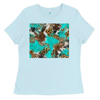 Baby Blue cheetah cowhide tumbler Ladies Tee - BarkalooDesign