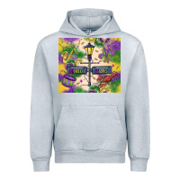 Heather Grey mardi gras street lights Urban Hoodie - MaliasSmallBusiness