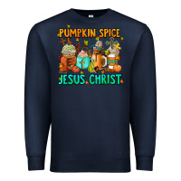 Navy pumpkin spıce jesus christ coffee cups Premium Sweatshirt - AdoDesignShop