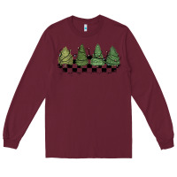 Burgundy christmas checkered trees Long Sleeve Tee - MaliasSmallBusiness