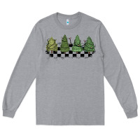 Heather Grey christmas checkered trees Long Sleeve Tee - MaliasSmallBusiness