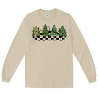 Mushroom christmas checkered trees Long Sleeve Tee - MaliasSmallBusiness