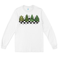 White christmas checkered trees Long Sleeve Tee - MaliasSmallBusiness
