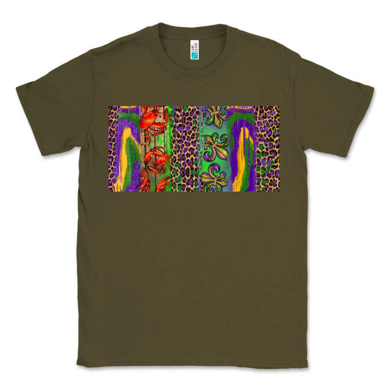 Mardi Gras Brushstrokes Crawfish Fleur De Lis Classic Tee by RanaPortraitStore | Teevron