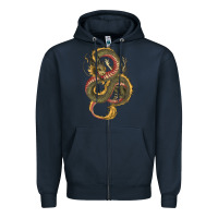 Navy green and yellow dragon Zipper Hoodie - RanaPortraitStore