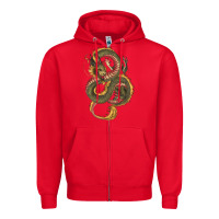 Red green and yellow dragon Zipper Hoodie - RanaPortraitStore