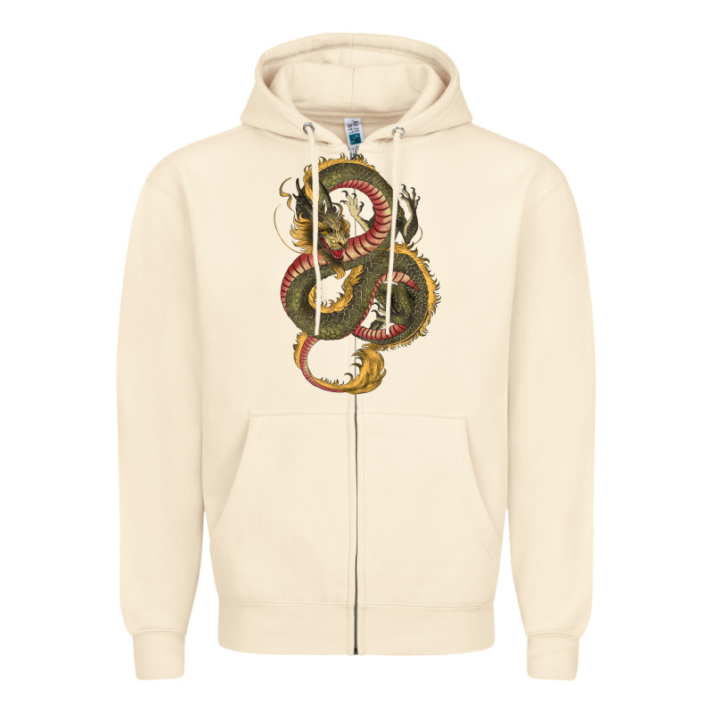 Green And Yellow Dragon Zipper Hoodie by RanaPortraitStore | Teevron