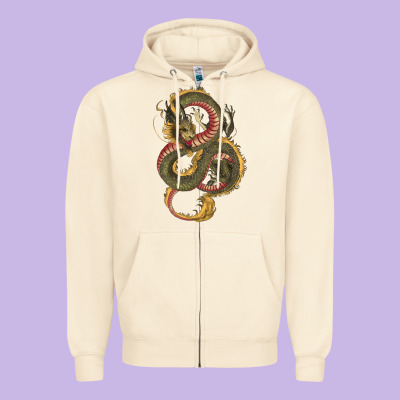Zipper Hoodie green and yellow dragon
