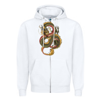 White green and yellow dragon Zipper Hoodie - RanaPortraitStore