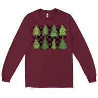 Burgundy checkered trees Long Sleeve Tee - MaliasSmallBusiness