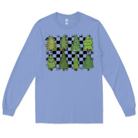 Colony Blue checkered trees Long Sleeve Tee - MaliasSmallBusiness