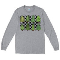 Heather Grey checkered trees Long Sleeve Tee - MaliasSmallBusiness