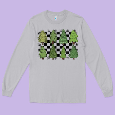 Long Sleeve Tee checkered trees