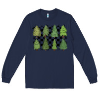 Navy checkered trees Long Sleeve Tee - MaliasSmallBusiness