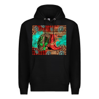 Black country boots and cowboy hat christmas Premium Hoodie - Jasminsmagicworld