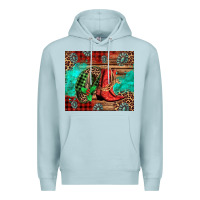 Blue Mist country boots and cowboy hat christmas Premium Hoodie - Jasminsmagicworld