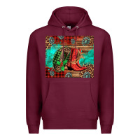 Burgundy country boots and cowboy hat christmas Premium Hoodie - Jasminsmagicworld