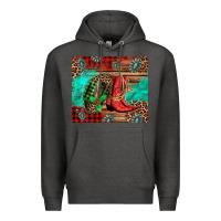 Charcoal Heather country boots and cowboy hat christmas Premium Hoodie - Jasminsmagicworld