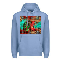 Colony Blue country boots and cowboy hat christmas Premium Hoodie - Jasminsmagicworld
