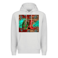 Dove Grey country boots and cowboy hat christmas Premium Hoodie - Jasminsmagicworld