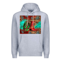 Heather Grey country boots and cowboy hat christmas Premium Hoodie - Jasminsmagicworld