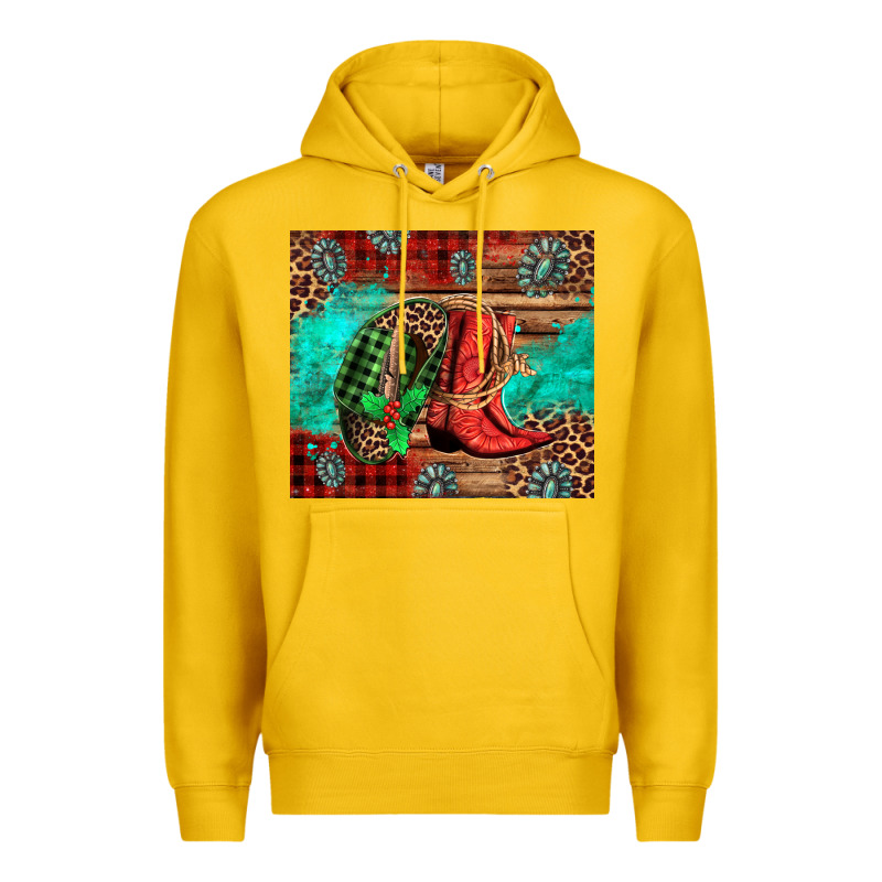 Country Boots And Cowboy Hat Christmas Premium Hoodie by Jasminsmagicworld | Teevron