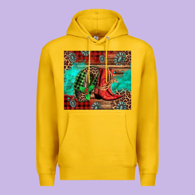 Country Boots And Cowboy Hat Christmas Premium Hoodie Designed By Jasminsmagicworld