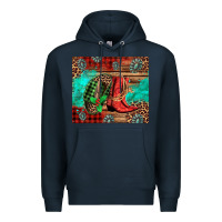Navy country boots and cowboy hat christmas Premium Hoodie - Jasminsmagicworld