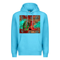 Ocean Blue country boots and cowboy hat christmas Premium Hoodie - Jasminsmagicworld